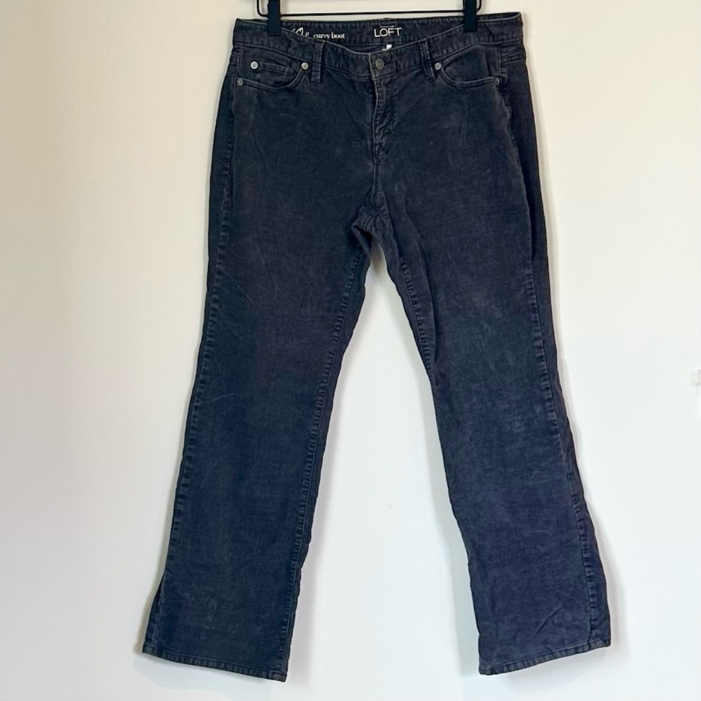 Ann Taylor LOFT Gray Curvy Boot Corduroy Pants - Size: 10P